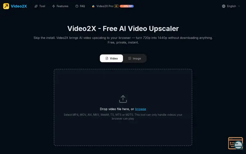 Screenshot of Video2X