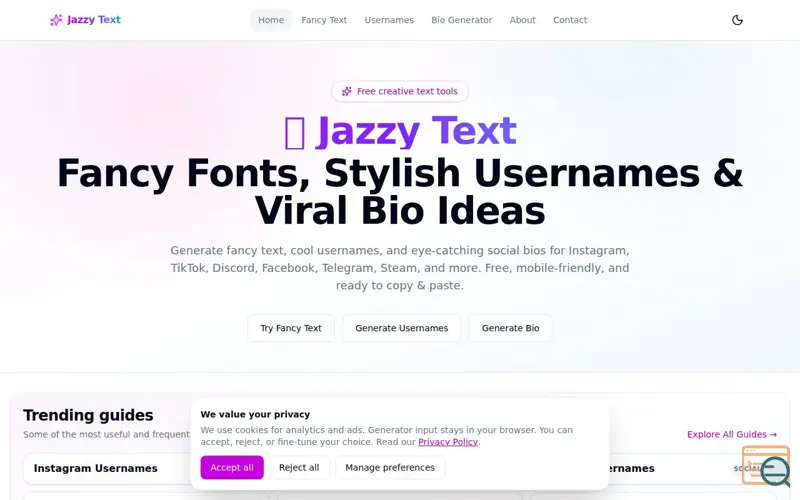 Screenshot of JazzyText