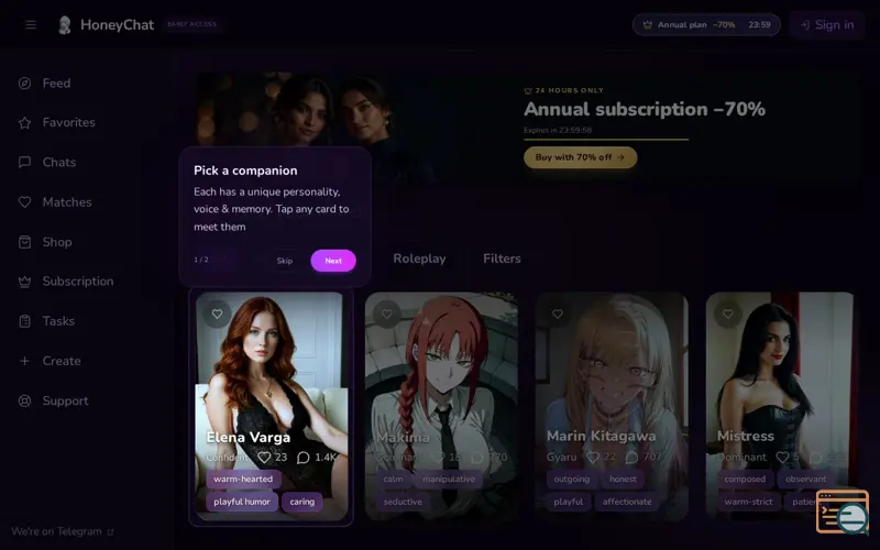 Screenshot of HoneyChat, a launch using Dyna-NS