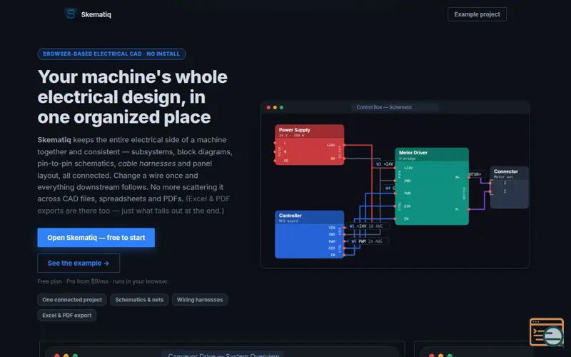 Screenshot of Skematiq — Electrical Schematic & Wiring Harness Design
