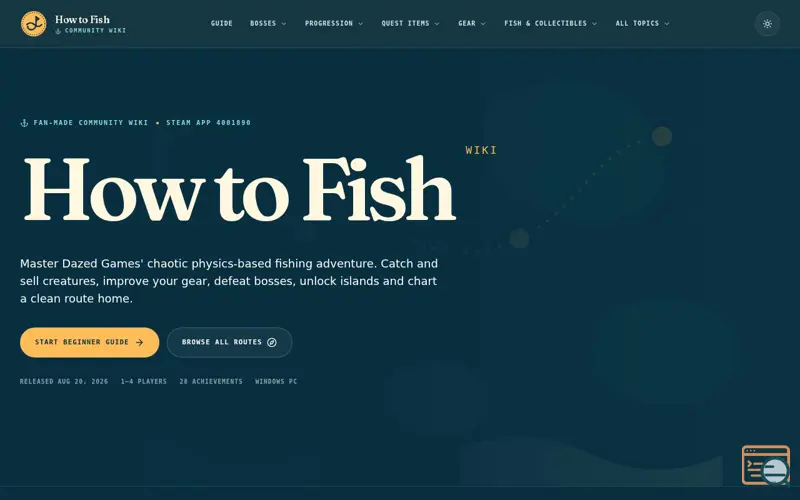 Screenshot of How to Fish Wiki