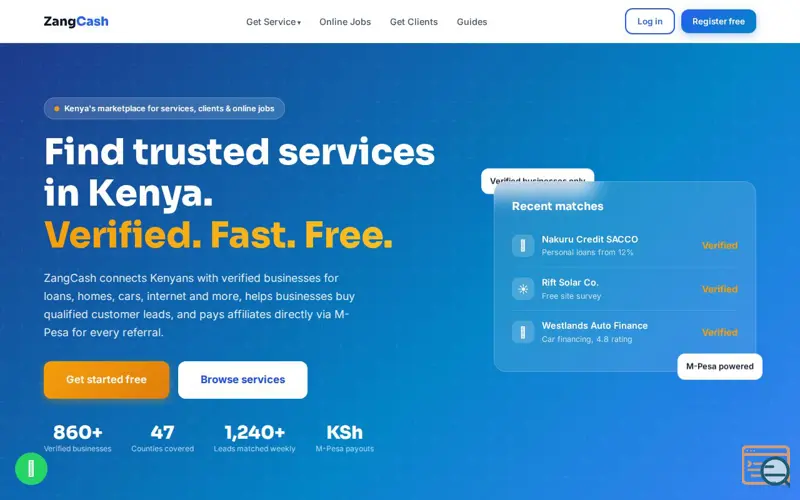 Screenshot of ZangCash, a launch using PostYourStartup