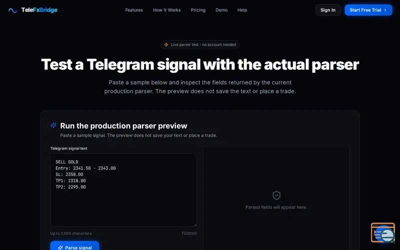 Screenshot of TeleFxBridge