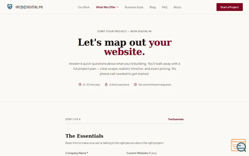 Screenshot of Iron Digital MI, a launch using Swup