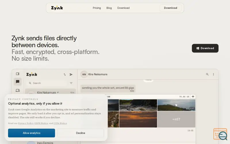 Screenshot of Zynk