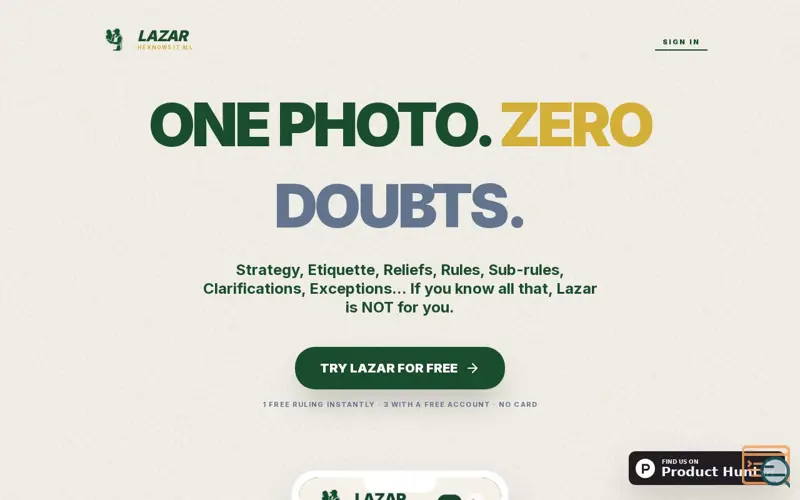 Screenshot of Lazar AI