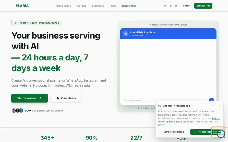 Screenshot of Plaaia, a launch using EmailArray