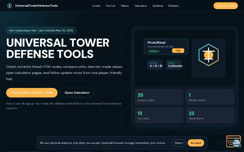 Screenshot of Universal Tower Defense Tools