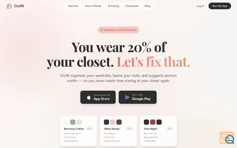 Screenshot of Outfii