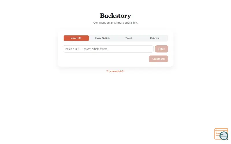 Screenshot of Backstory