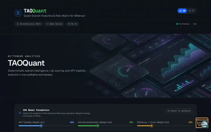 Screenshot of TAOQuant