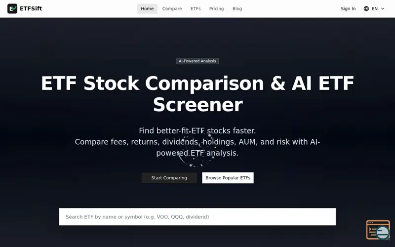 Screenshot of etfsift.com