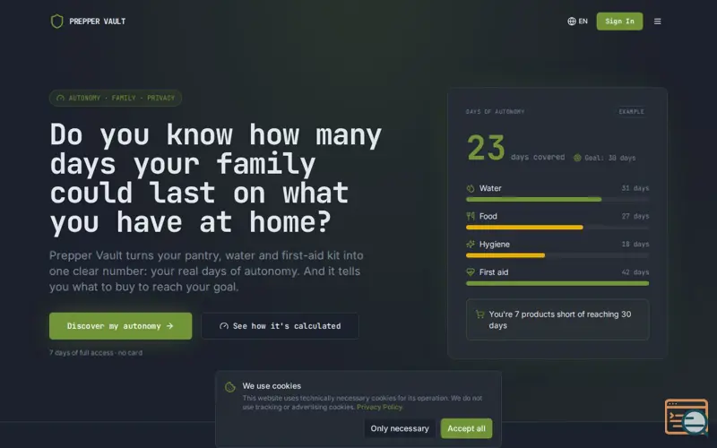 Screenshot of Prepper Vault