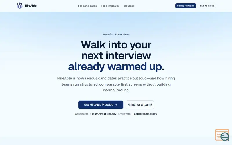 Screenshot of HireAble