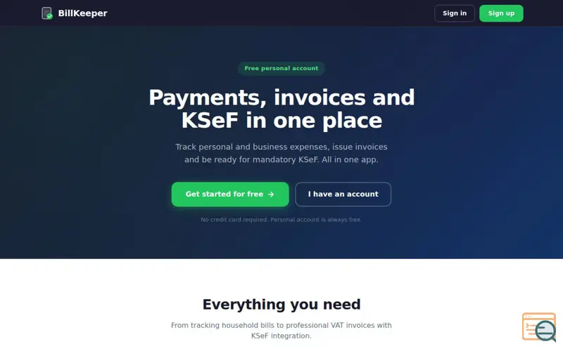 Screenshot of BillKeeper