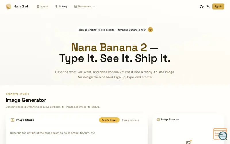 Screenshot of Nana Banana 2 AI