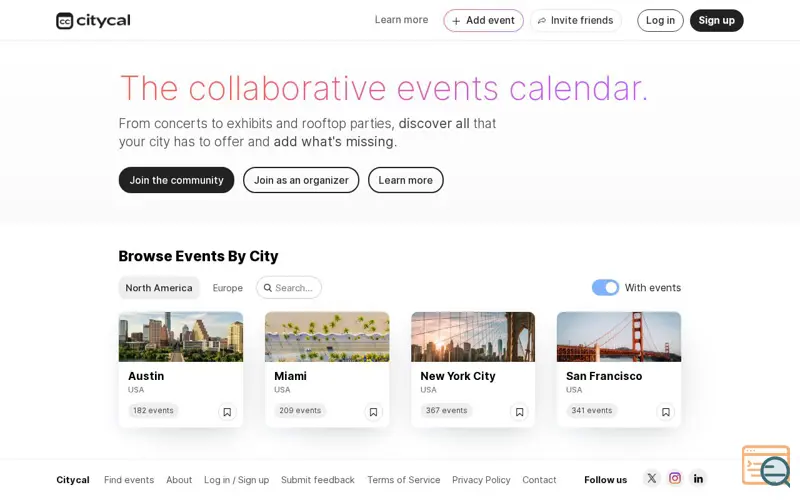 Screenshot of Citycal