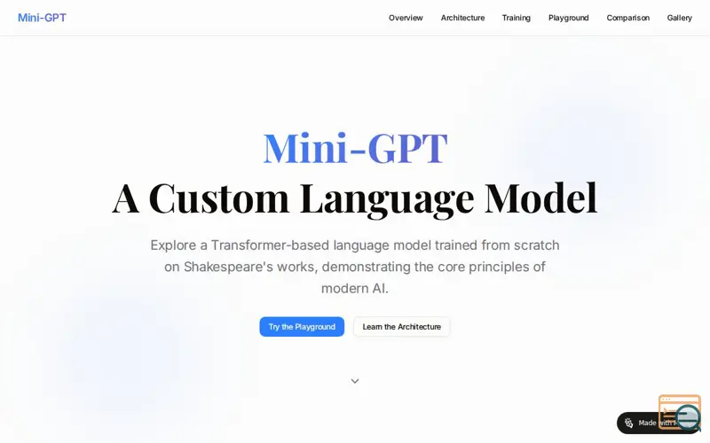 Screenshot of Mini-GPT Model Showcase