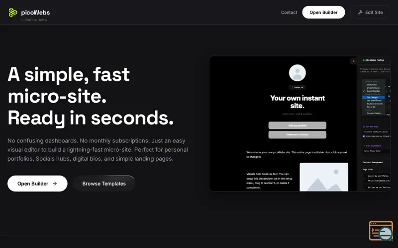 Screenshot of PicoWebs