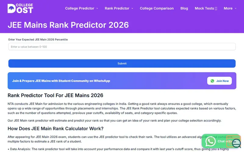 Screenshot of College Dost