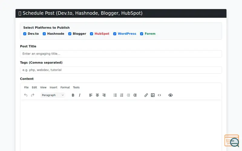 Screenshot of PostPilot, a launch using TinyMCE