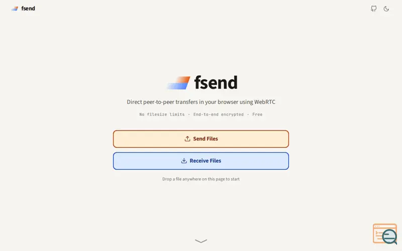 Screenshot of fsend.sh