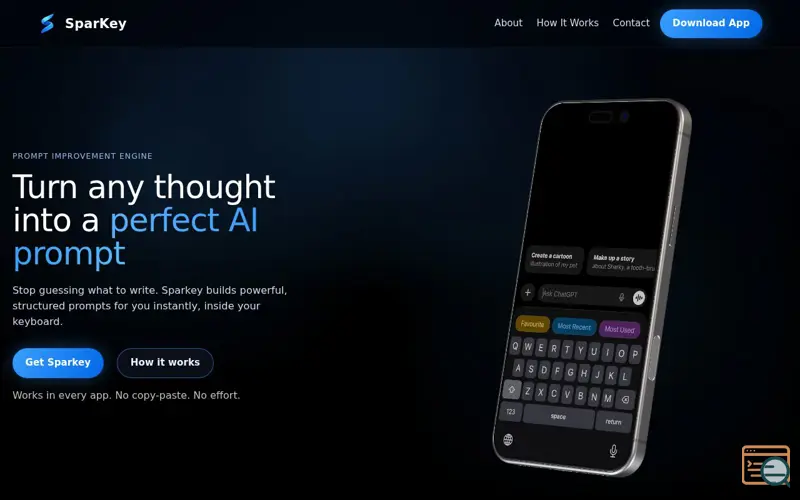 Screenshot of SparKey - Intuative Prompt Assistant