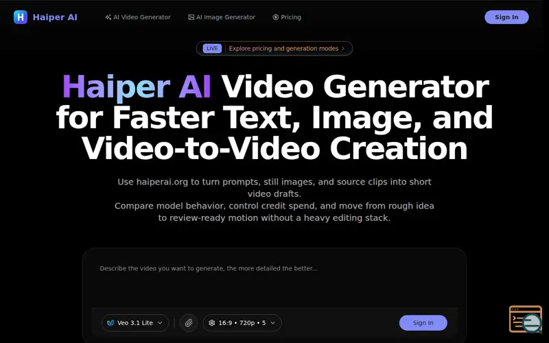 Screenshot of Haiper AI Video
