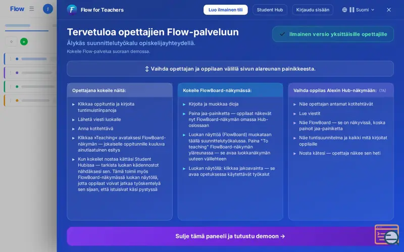 Screenshot of Flow for Teachers