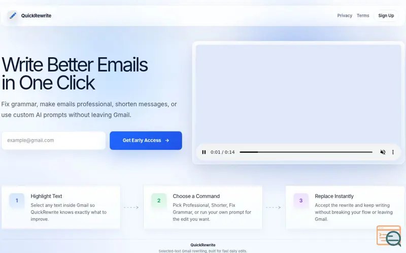 Screenshot of www.quickrewrite.app