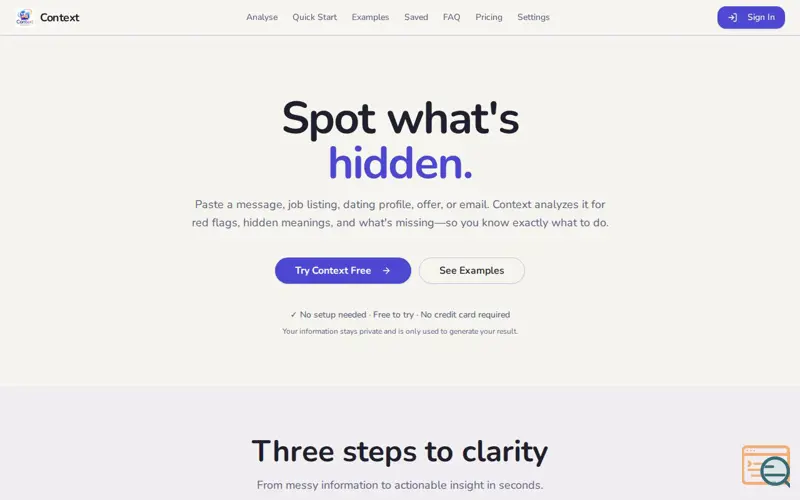 Screenshot of Context – Read Between the Lines