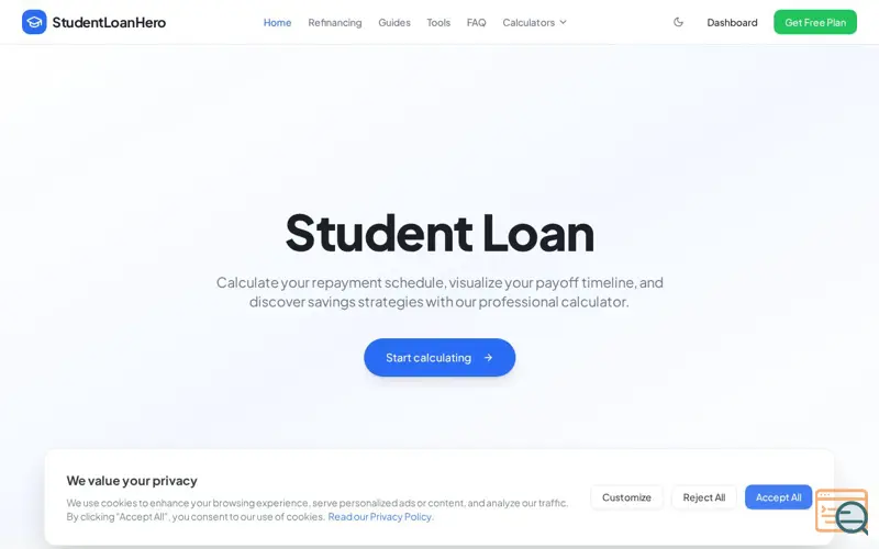 Screenshot of Student Loan Calculator