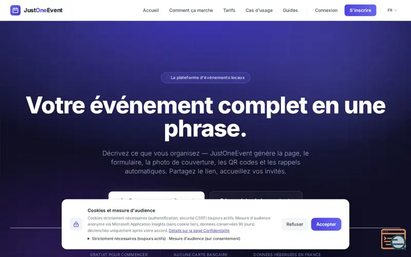 Screenshot of JustOneEvent