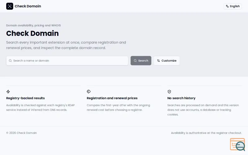 Screenshot of Check Domain