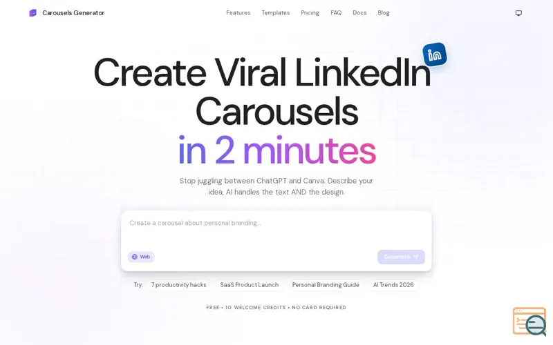 Screenshot of Carousel Generator