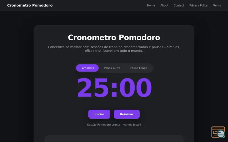 Screenshot of Cronômetro Pomodoro