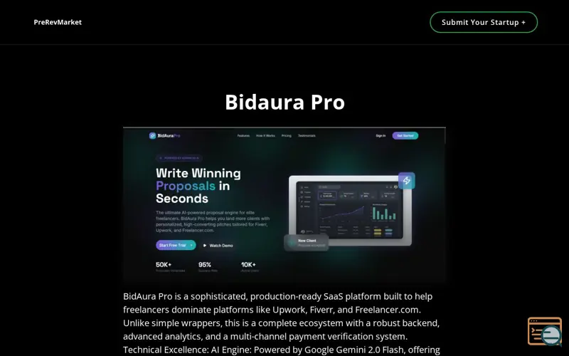 Screenshot of PreRevMarket