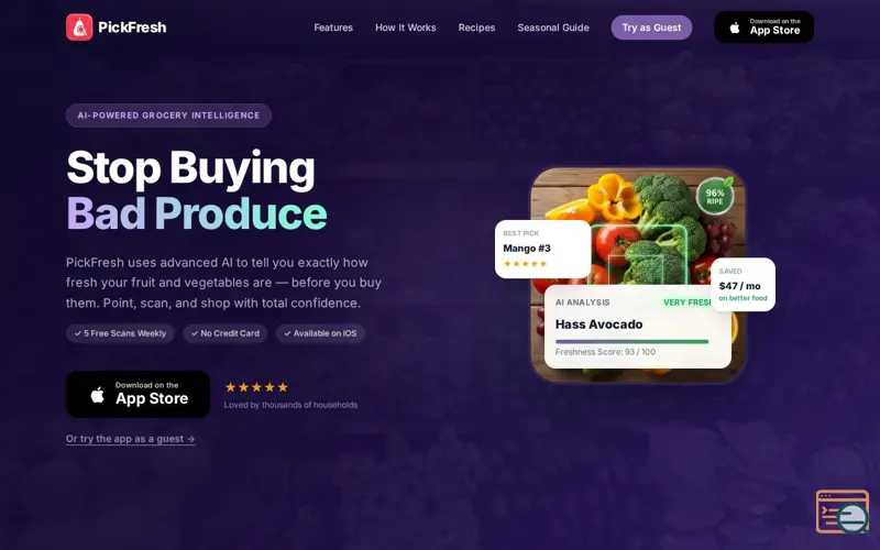 Screenshot of PickFresh