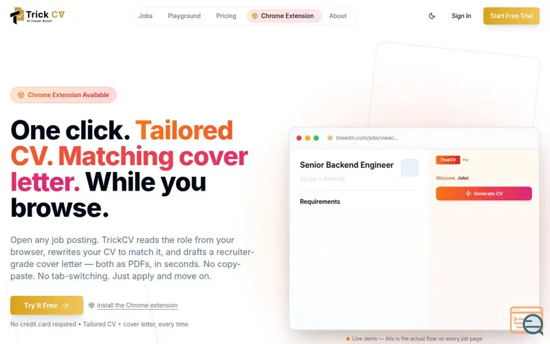 Screenshot of TrickCV