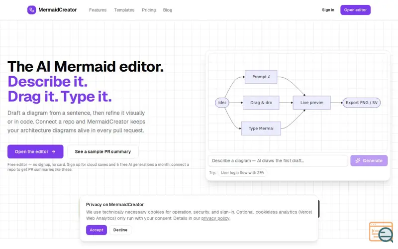 Screenshot of MermaidCreator