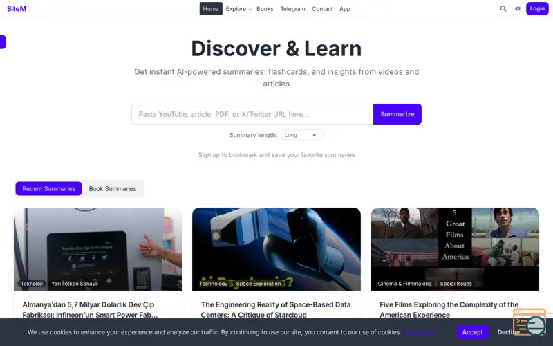 Screenshot of SiteM - Article & Video Summarizer