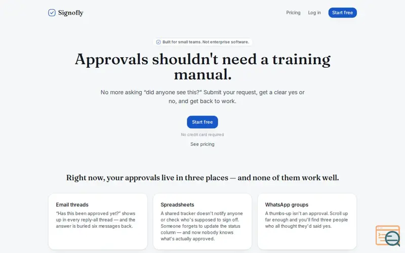 Screenshot of Signofly — Simple Approval Tracking for Small Teams