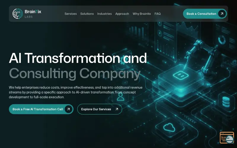 Screenshot of AI Transformation Services for Business | Braintix