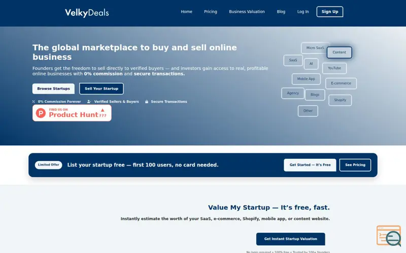 Screenshot of VelkyDeals