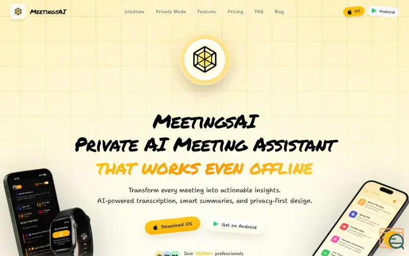 Screenshot of MeetingsAI: Notes & Summary