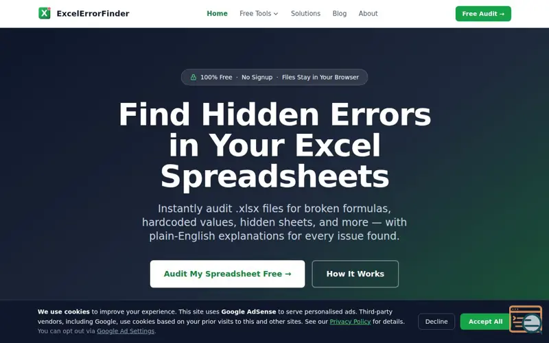 Screenshot of Excel Error Finder