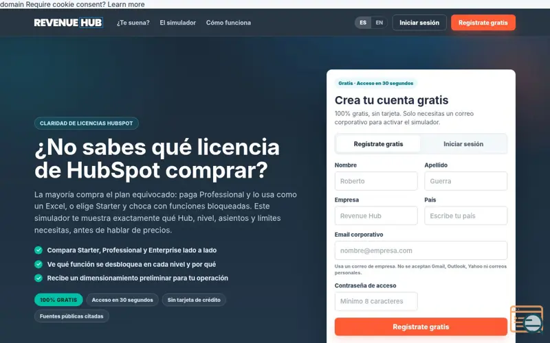 Screenshot of Hubspot License Simulator