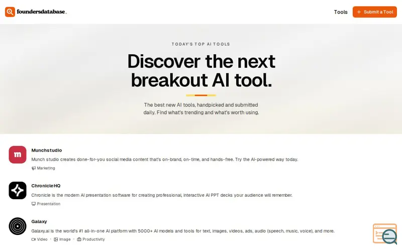 Screenshot of FoundersDatabase