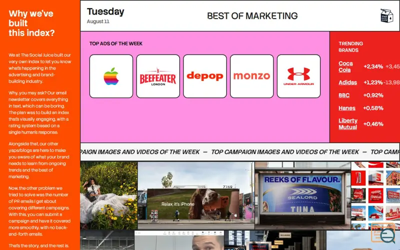 Screenshot of Best of Marketing Index