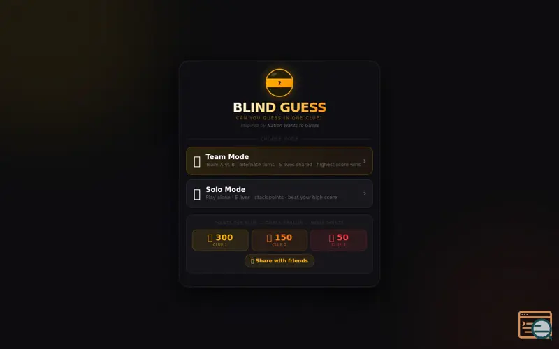 Screenshot of Blind Guess 